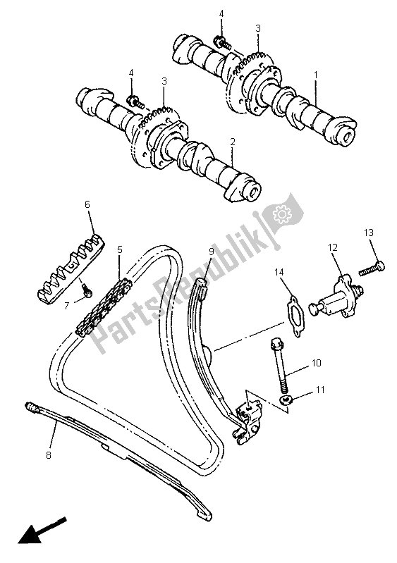 Tutte le parti per il Albero A Camme E Catena del Yamaha XJ 600N 1995