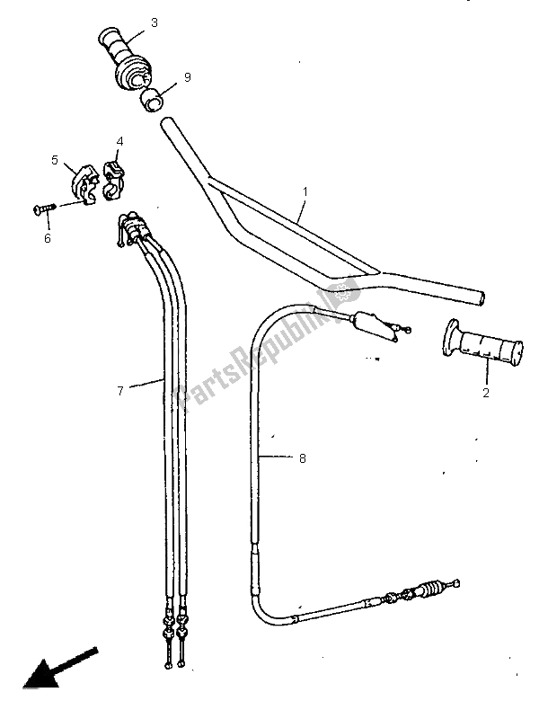 All parts for the Steering Handle & Cable of the Yamaha WR 400F 1999