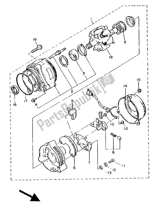 Toutes les pièces pour le Générateur du Yamaha FJ 1200 1991