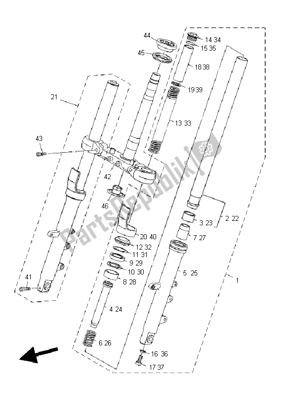 All parts for the Front Fork of the Yamaha XJ6F 600 2011