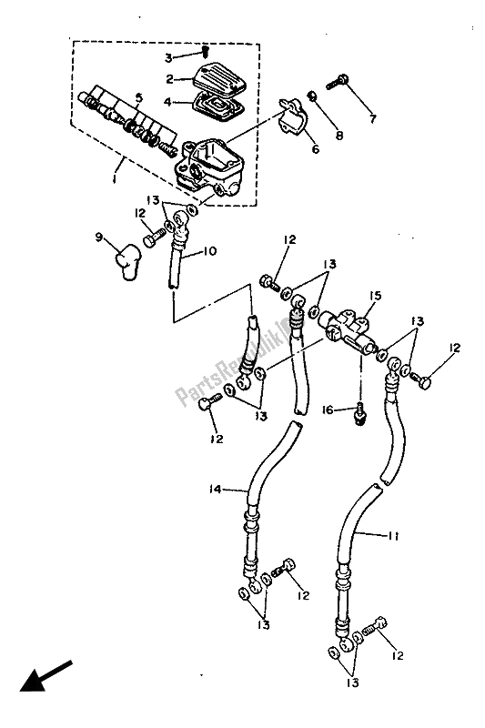 Tutte le parti per il Pompa Freno Anteriore del Yamaha XJ 900F 1989