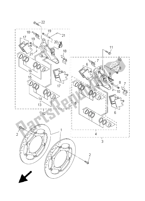 Wszystkie części do Zacisk Hamulca Przedniego Yamaha FJR 1300A 2011