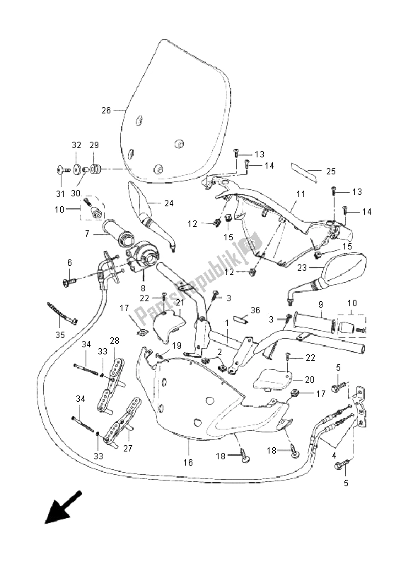 All parts for the Steering Handle & Cable of the Yamaha VP 250 X City 2009