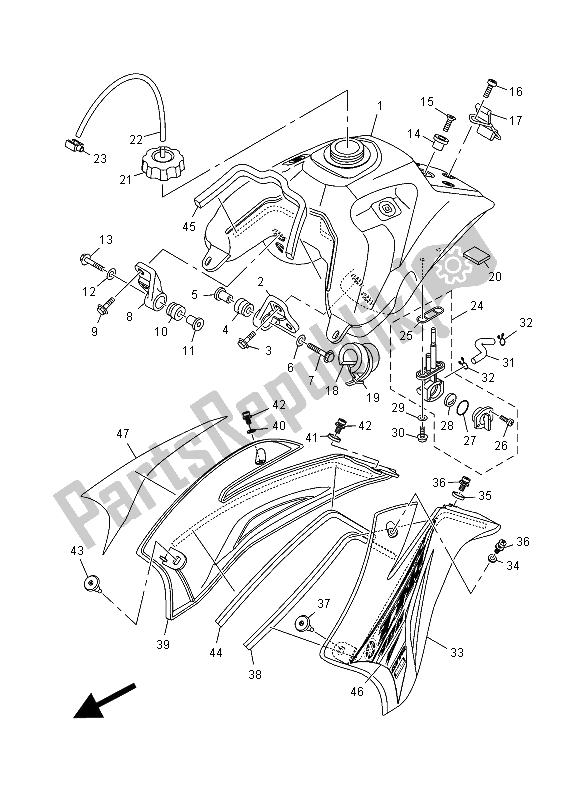 All parts for the Fuel Tank of the Yamaha TT R 125 LW 2015