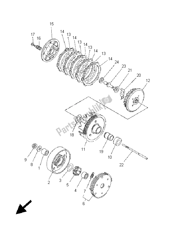 Todas las partes para Embrague de Yamaha TT R 90E 2005