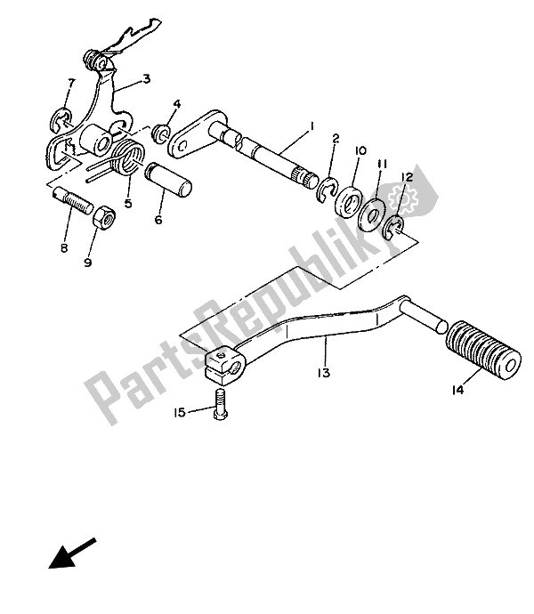 All parts for the Shift Shaft of the Yamaha YSR 80 1988