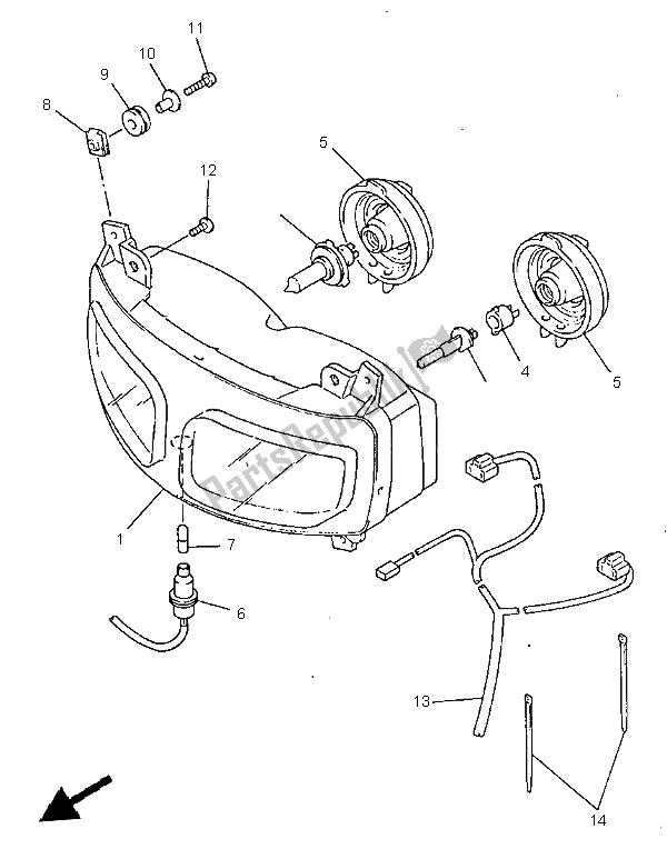 All parts for the Headlight of the Yamaha FZS 600 1999