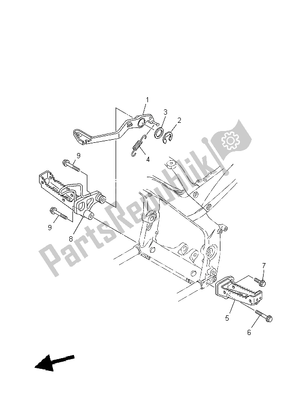 All parts for the Stand & Footrest of the Yamaha YFM 700R 2014