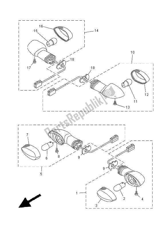 Tutte le parti per il Luce Lampeggiante del Yamaha MT 07A 700 2014