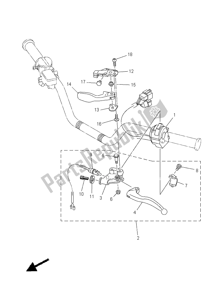 All parts for the Handle Switch & Lever of the Yamaha YFM 700R Yamaha Black 2015