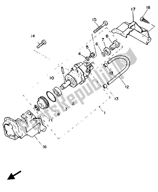 All parts for the Oil Pump of the Yamaha PW 50 1993