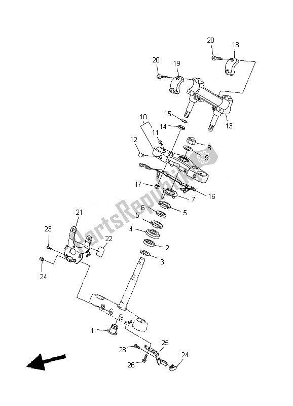 Todas as partes de Direção do Yamaha XVS 1300A 2007
