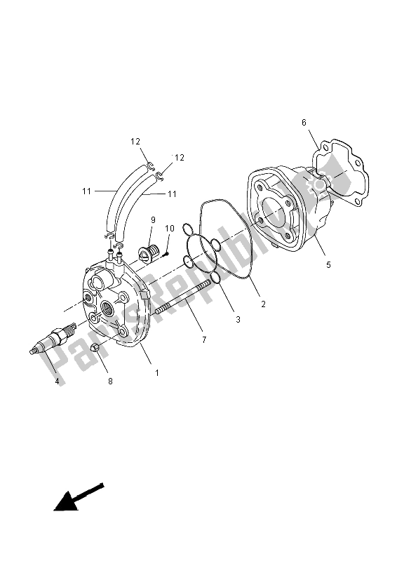 Alle onderdelen voor de Cilinderkop van de Yamaha YQ 50L Aerox 50 TH Anniversary 2012