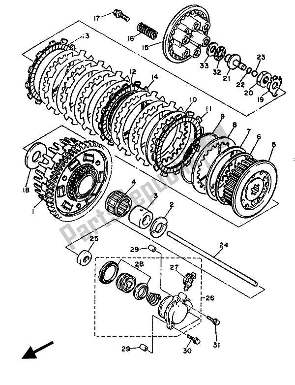 Tutte le parti per il Frizione del Yamaha FZ 750 Genesis 1989