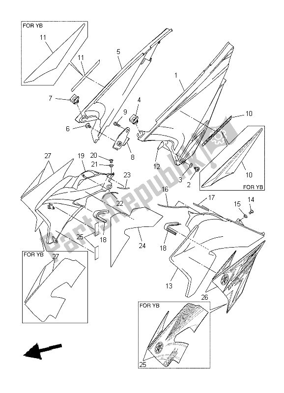 All parts for the Side Cover of the Yamaha WR 250X 2009