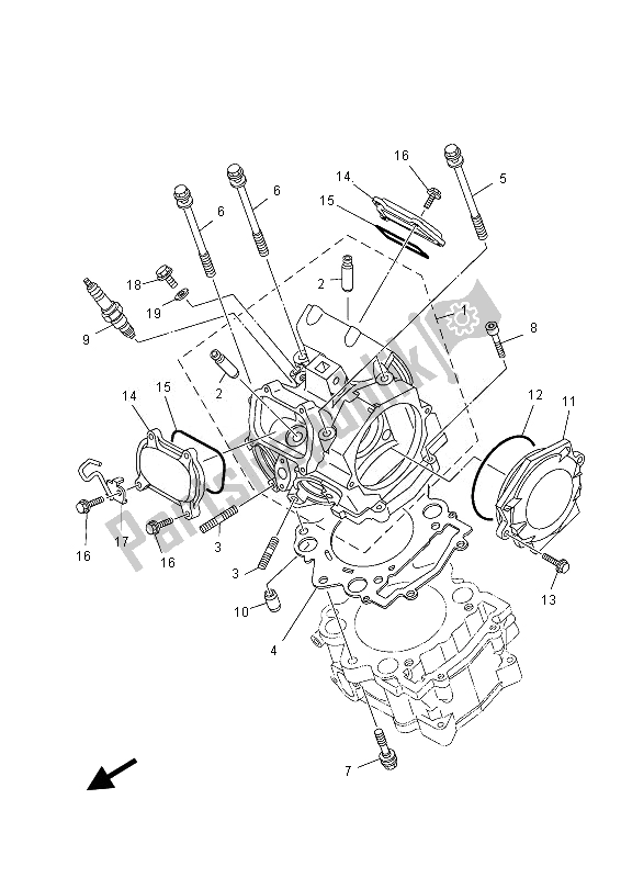 All parts for the Cylinder Head of the Yamaha YFM 700 Rsed 2013