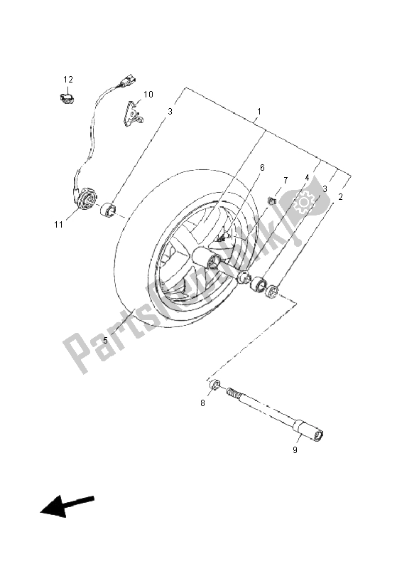 Alle onderdelen voor de Voorwiel van de Yamaha YP 250R X MAX 2011