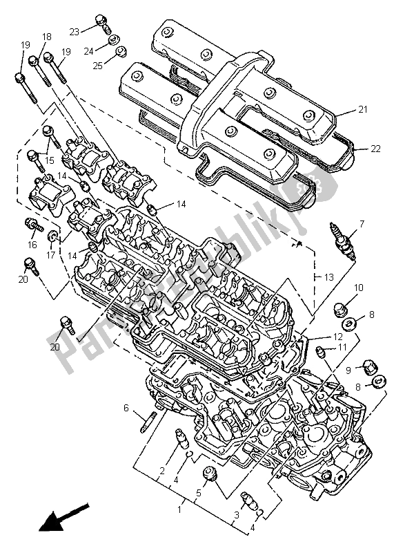 Alle onderdelen voor de Cilinderkop van de Yamaha YZF 750 SP 1995