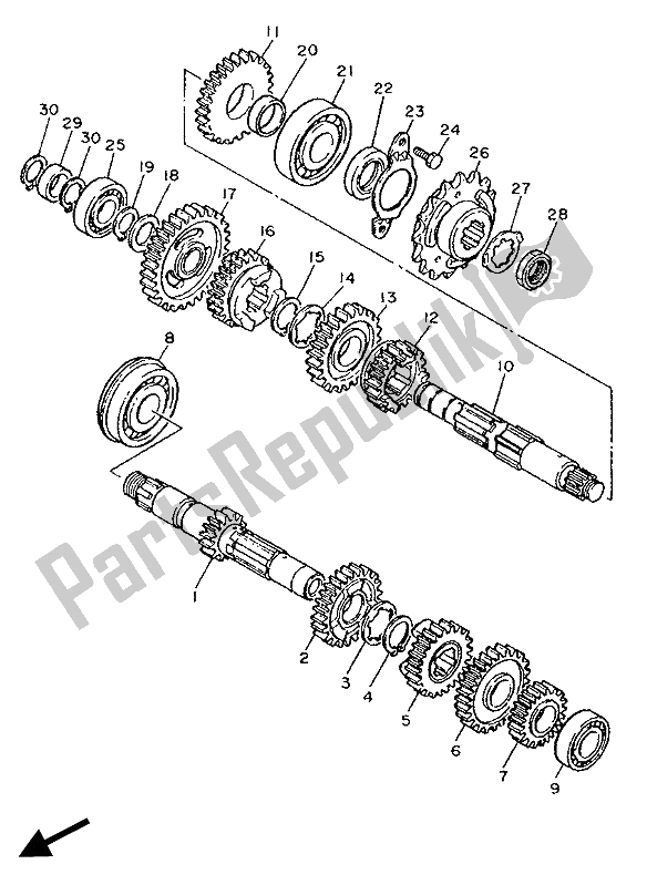 Todas las partes para Transmisión de Yamaha XT 600Z Tenere 1990