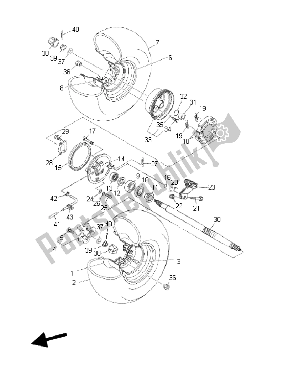 Tutte le parti per il Ruota Posteriore del Yamaha YFM 250 Bear Tracker 2X4 2003