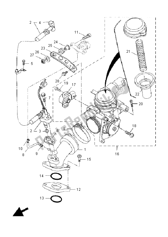 All parts for the Intake 2 of the Yamaha VP 250 X City 2008