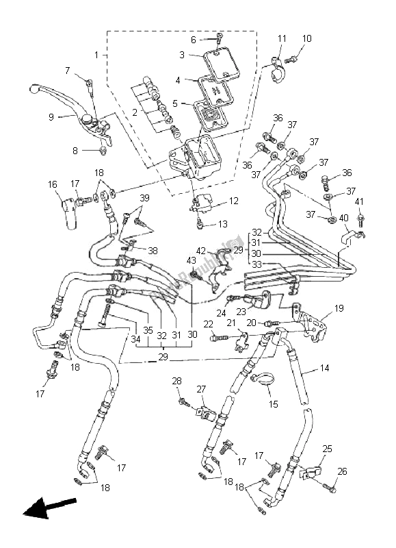 All parts for the Front Master Cylinder of the Yamaha FJR 1300A 2010