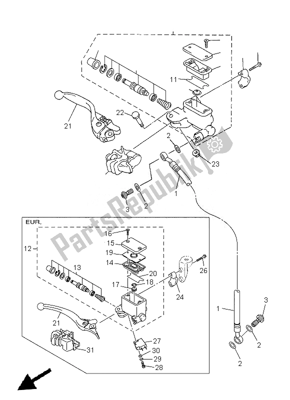 Toutes les pièces pour le Maître-cylindre Avant du Yamaha WR 450F 2013