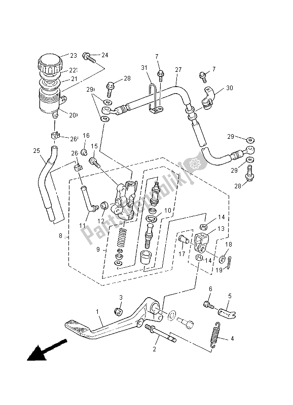 Toutes les pièces pour le Maître-cylindre Arrière du Yamaha XJR 1300 2000