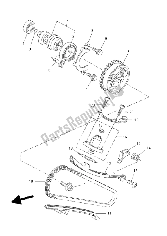 Tutte le parti per il Albero A Camme E Catena del Yamaha WR 125X 2011