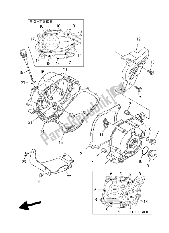 Tutte le parti per il Coperchio Del Carter 1 del Yamaha TT R 110E 2010