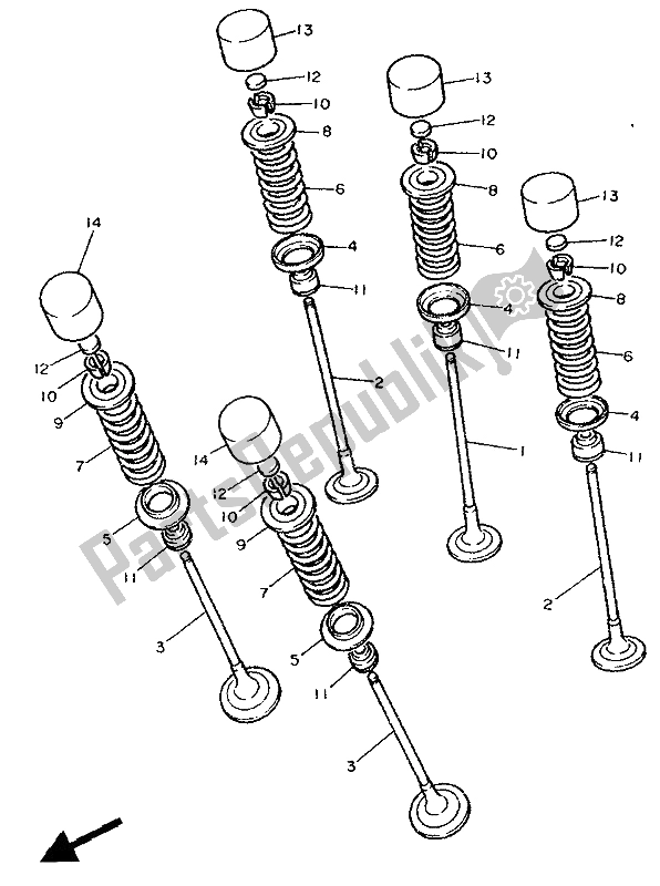 All parts for the Valve of the Yamaha FZR 1000 1991