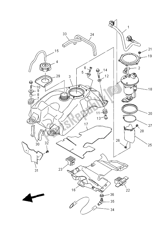 Tutte le parti per il Serbatoio Di Carburante del Yamaha YFM 700R SE 2012