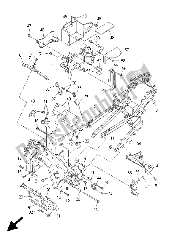 All parts for the Frame of the Yamaha FJR 1300A 2011