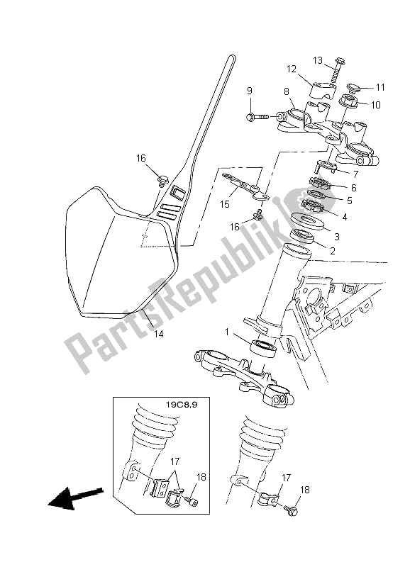 Tutte le parti per il Timone del Yamaha TT R 125 SW LW 2009