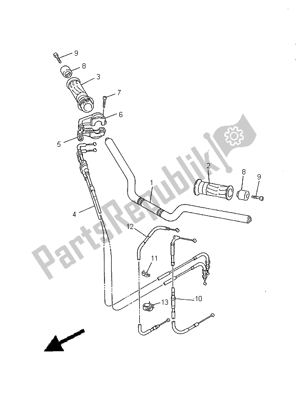 All parts for the Steering Handle & Cable of the Yamaha FZS 600 SP 2000