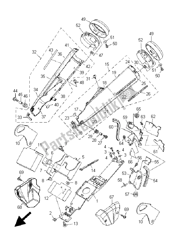 Tutte le parti per il Coperchio Laterale del Yamaha MT 01 1670 2005