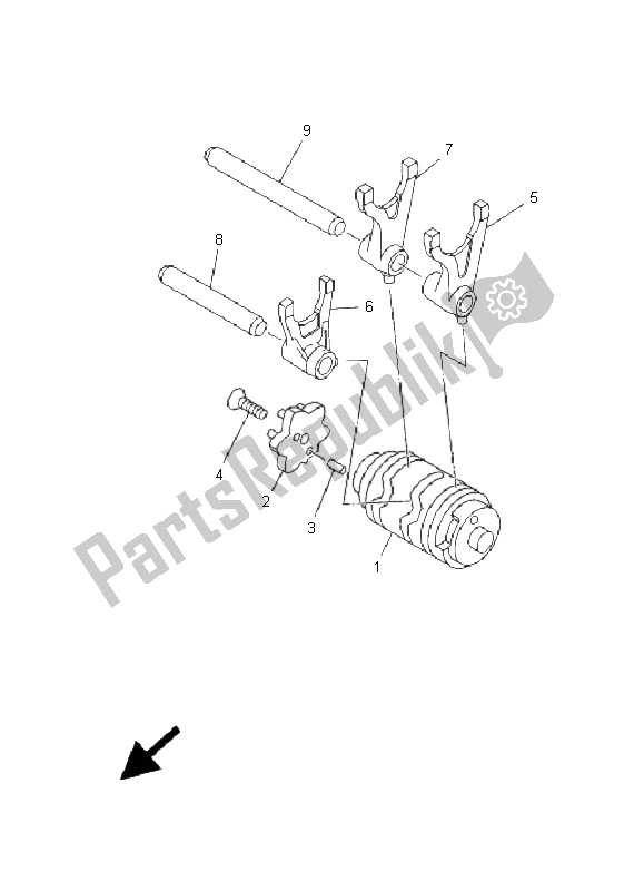 All parts for the Shift Cam & Fork of the Yamaha TT R 125 SW LW 2001