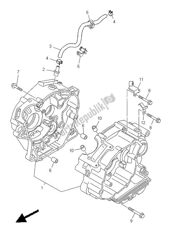 All parts for the Crankcase of the Yamaha TT R 125E SW LW 2012