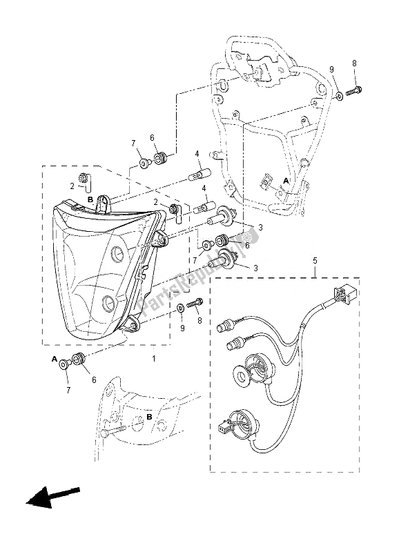 All parts for the Headlight of the Yamaha XT 660Z Tenere 2010