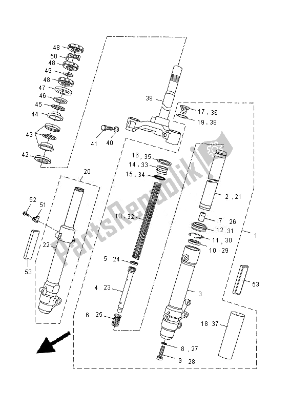 All parts for the Front Fork of the Yamaha NS 50 2013