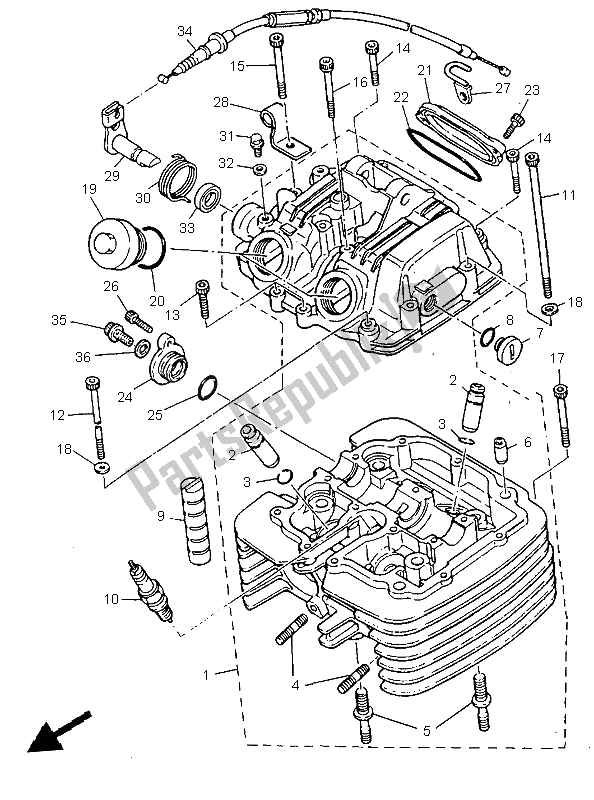 Todas las partes para Cabeza De Cilindro de Yamaha TT 600R 1997