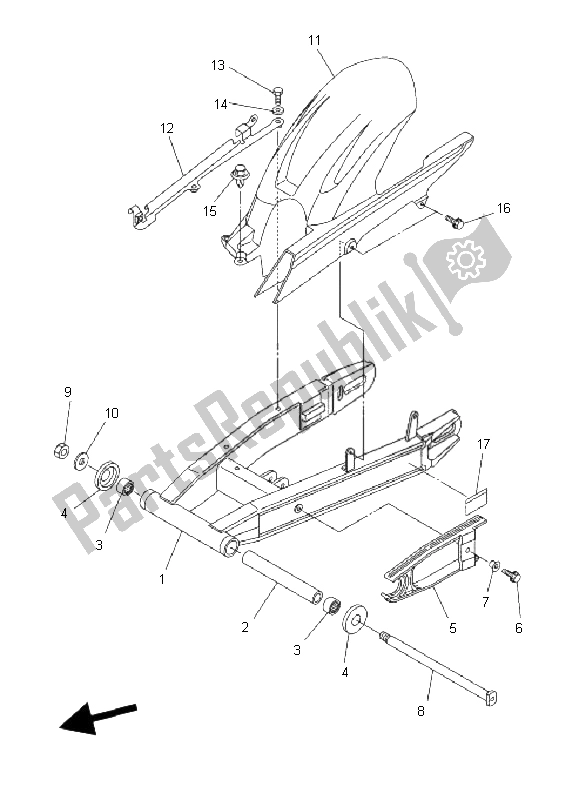 Toutes les pièces pour le Bras Arrière du Yamaha FZ6 Nahg 600 2009