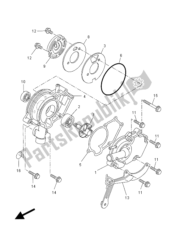 Tutte le parti per il Pompa Dell'acqua del Yamaha MT 125 2015