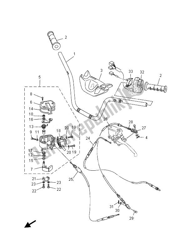 Alle onderdelen voor de Stuurhendel En Kabel van de Yamaha YFM 550 Ffgphd Grizzly 4X4 Yamaha Black 2013