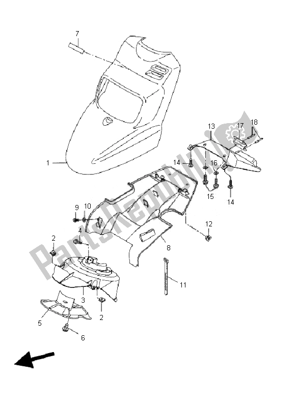 All parts for the Front Fender of the Yamaha CW 50L BWS 2010