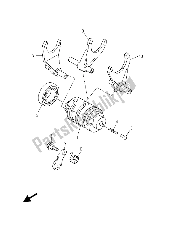 All parts for the Shift Cam & Fork of the Yamaha WR 450F 2003