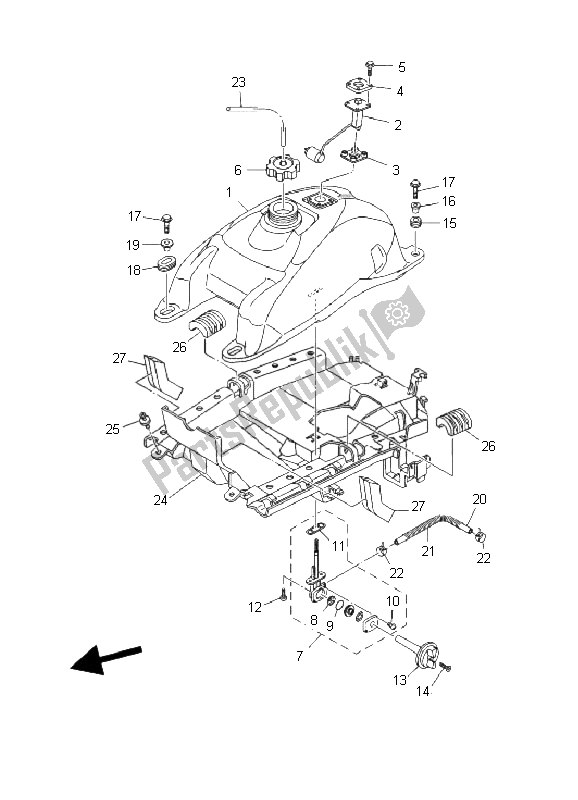 Tutte le parti per il Serbatoio Di Carburante del Yamaha YFM 660F Grizzly Limited 2003