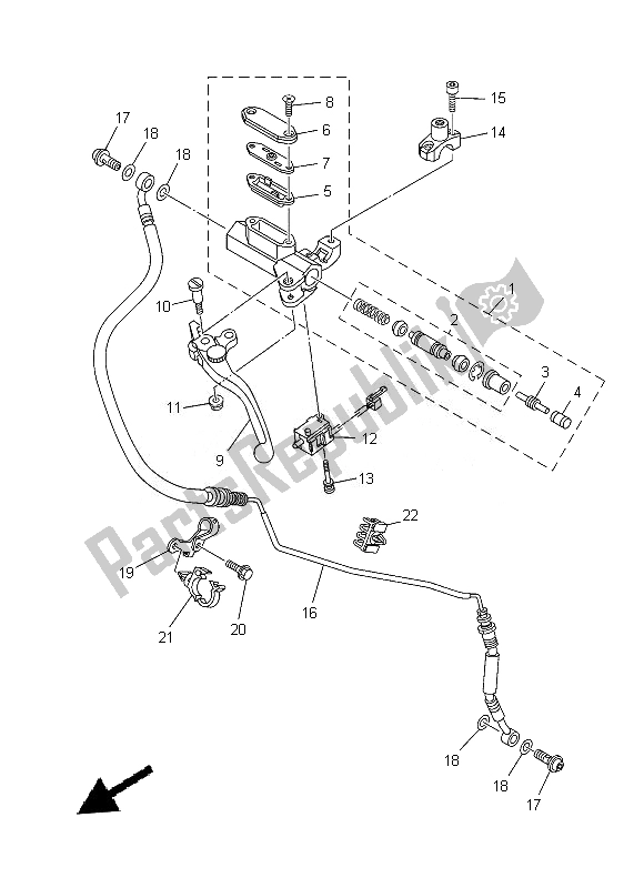 Alle onderdelen voor de Voorste Hoofdcilinder 2 van de Yamaha XT 1200Z 2014