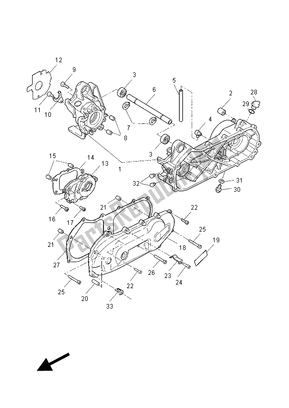 All parts for the Crankcase of the Yamaha YQ 50L Aerox 50 TH Anniversary 2012