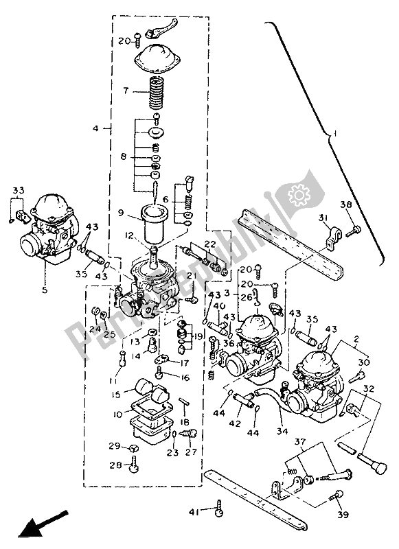 Alle onderdelen voor de Carburator van de Yamaha XJ 900F 1991